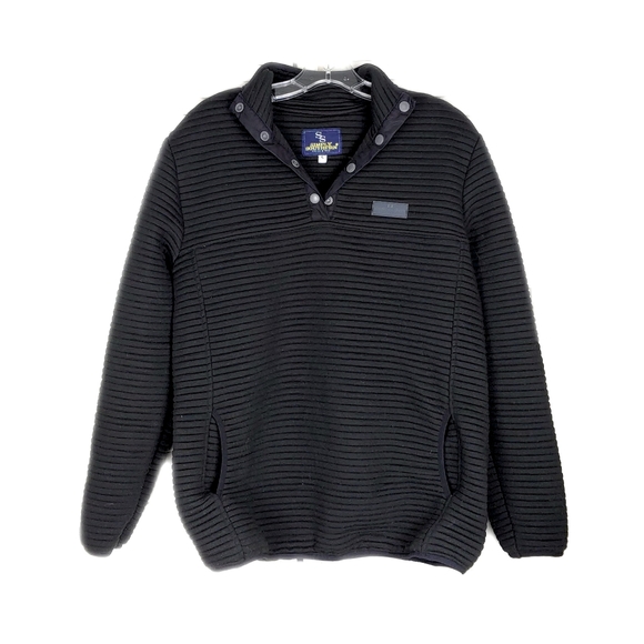 Simply Southern Black Ribbed Snap Neck Pullover - Picture 2 of 7